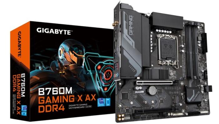 Gigabyte B760M GAMING X AX DDR4 (Intel B760) [S1700, 4xDDR4 do 5333MHz, (HDMI 2.0, DP 1.2) (2xM.2, 1xPCIe 4.0 x16, 1xPCIe 3.0 x4), WiFi 6E, micro ATX]