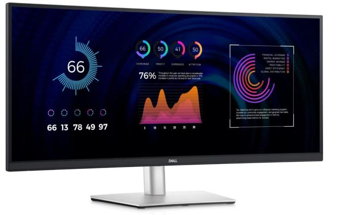 34’’ Dell P3424WE (IPS zakrzywiony 4K 3800R, 3440x1440, 300, 8ms, 60Hz) (1xHDMI 2.1, DP 1.2,) (VESA 100mm) srebrno-czarny [210-BGTY]