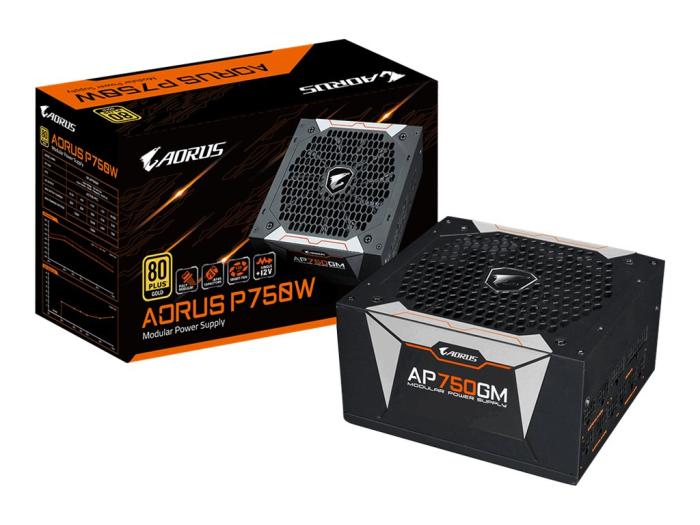 Gigabyte AORUS (750W) (1x135mm) Modularny 80+Gold (CPU 2x4+4) (PCI-E 4x6+2) (3xMolex, 6xSATA) [GP-AP750GM]