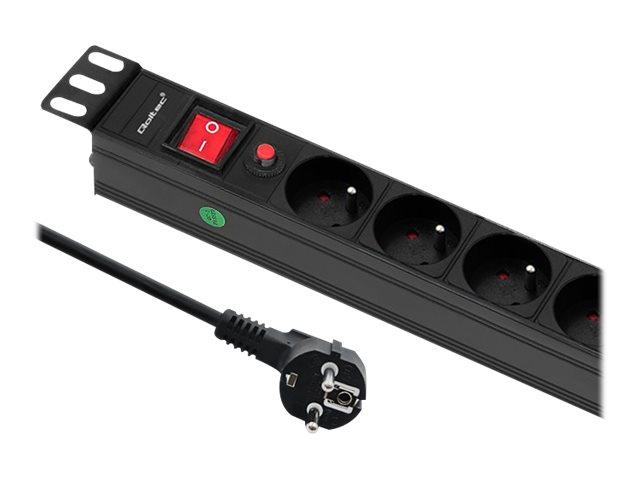 Listwa zasilająca QOLTEC do RACK 19 1U 16A PDU CB [53996] 8xSCHUKO 2m