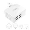 Unitek Ładowarka sieciowa 4xUSB (EU/US/UK/AU) 2.4A/24W [Y-PW10001]
