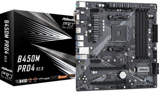 Asrock B450M Pro4 R2.0 (AMD B450) [AM4, 4xDDR4 do 3200MHz, (VGA, DVI, HDMI 1.4) (2xM.2, 1xPCIe 3.0 x16, 1xPCIe 2.0 x16, 1x PCIe 2.0 x1), micro ATX]
