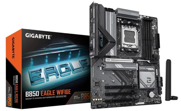 Gigabyte B850 EAGLE WIFI6E (AMD B850) [AM5, 4xDDR5 do 8200MHz, (HDMI 2.1, DP 1.4) (3xM.2, 1xPCIe 5.0 x16, 3xPCIe 3.0 x16 (x1), WiFi 6E, BT 5.3, ATX]