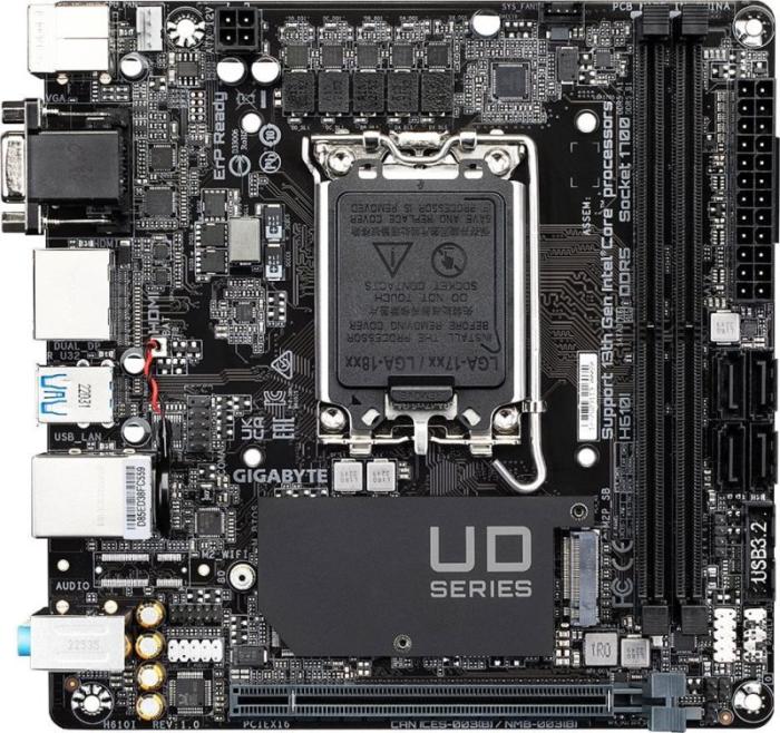 Gigabyte H610I (Intel H610) [S1700, 2xDDR5 do 5600MHz, (VGA, HDMI 2.1, 2xDP 1.2) (1xM.2, 1xPCIe 4.0 x16), mini ITX]