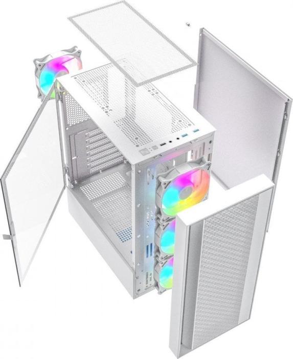 Gembird Fornax 4000 ARGB (biały) (szkło hartowane) (2x USB 3.0, 1x USB 2.0) (2x2.5, 2x3.5) [CCC-FC-4000W]