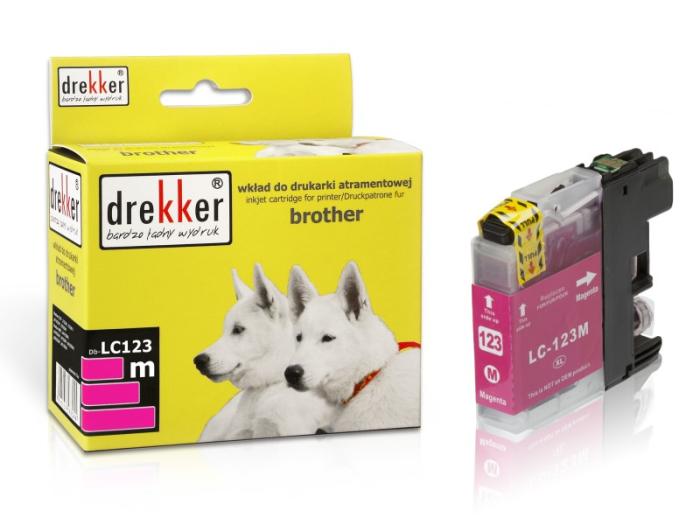 DB-LC123M - magenta, wkład z atramentem Drekker, 15ml, 600 stron (zamiennik LC123M) (Brother DCP-J132W, J152W, J552DW, J752DW, J4110DW, MFC-J470DW, J4410DW, J4510DW, J4610DW, J4710DW, J6520DW)