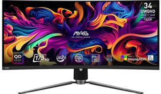 (34) MSI MAG 341CQP QD-OLED (OLED zakrzywiony, 3440x1440, 1000, 0.03ms, 175Hz) (2xHDMI, 1xDP) czarny