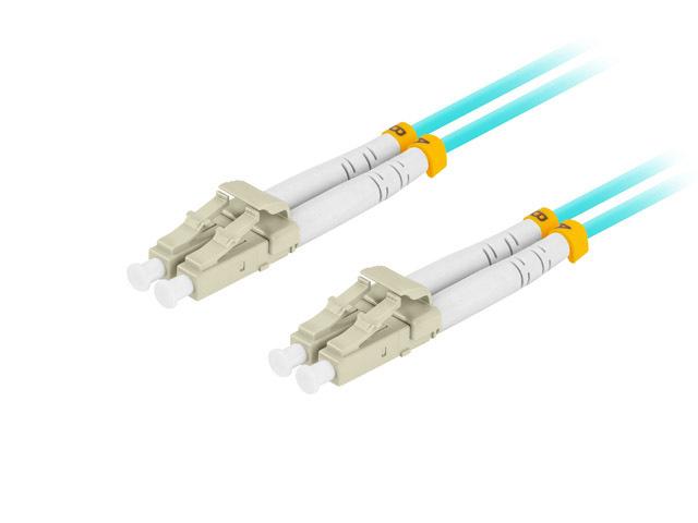 Lanberg patchcord światłowód MM LC/UPC-LC/UPC DUPLEX 3mm OM3 50/125 LSZH niebieski (5m) [FO-LULU-MD31-0050-TQ]