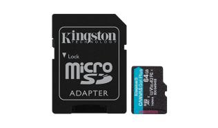 Secure Digital 64GB Kingston Micro SDXC CANVAS Go Plus Gen4 A2 U3 UHS-I V30 Class 10 + adapter (200/160MB/s) [SDCG4/64GB]