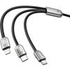 Baseus 3w1 kabel ładowania i transmisji (3A) USB micro, Lightning, USB-C (M) / USB 3.0 (M) (1.2 m) (czarny) [CAMLT-PG01]