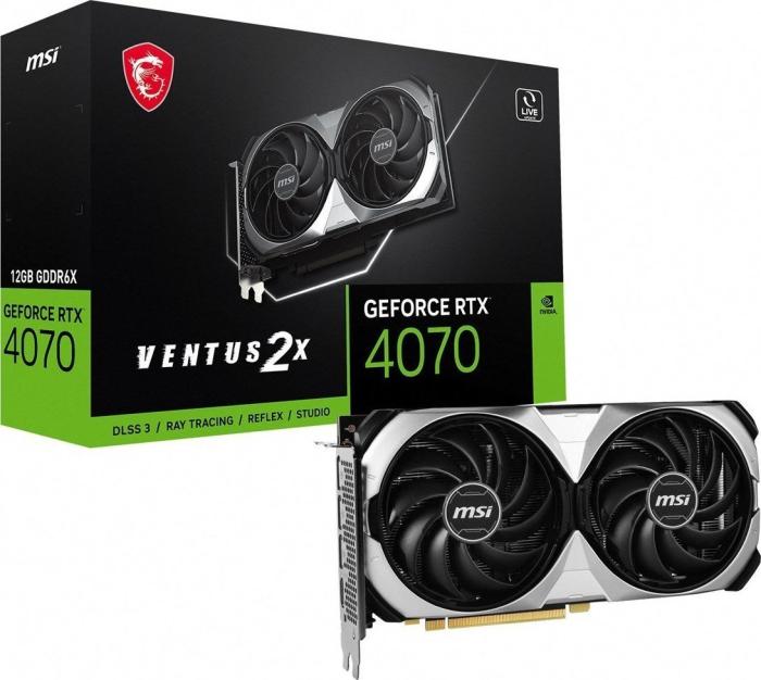 GeForce PCI-E RTX4070 MSI 12GB GDDR6X Ventus 2X [GeForce RTX 4070 VENTUS 2X 12G] (1xHDMI 2.1a, 3xDP 1.4a) (192-bit, PCI-E 4.0)
