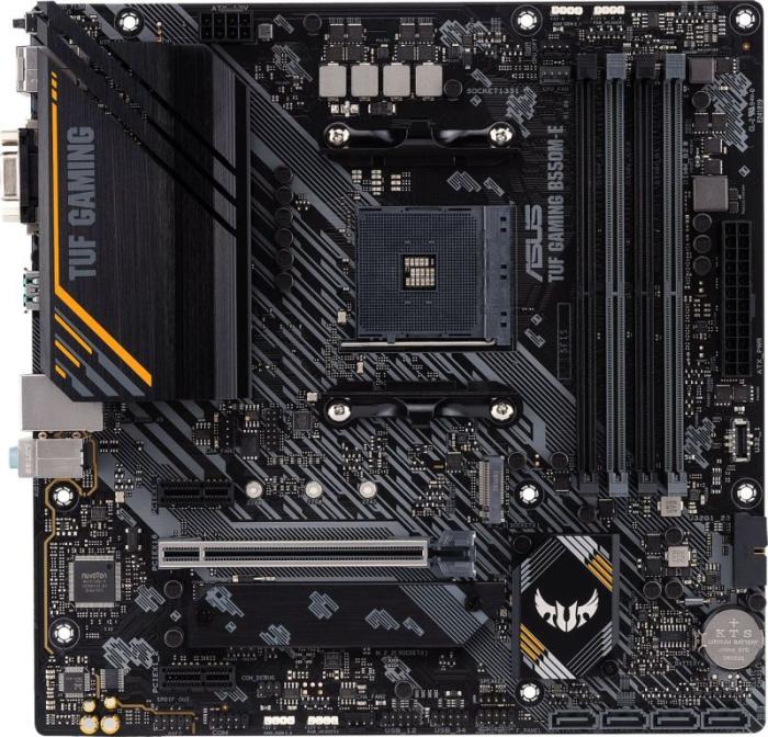 Asus TUF GAMING B550M-E (AMD B550) [AM4, 4xDDR4 do 4866MHz, (VGA, DVI, HDMI 2.1) (2xM.2, 1xPCIe 4.0 x16, 1xPCIe 3.0 x1), micro ATX]