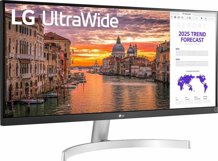 29’’ LG 29WQ600-W (IPS LED, 2560x1440, 250, 5ms, 99% sRGB, 75Hz) (2xHDMI, DP 1.2) głośniki, srebrno-czarny
