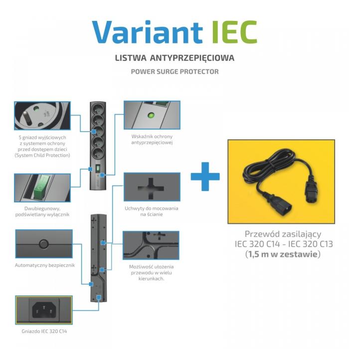 Ever Variant IEC 320 C14 5 gniazd (1.5m)