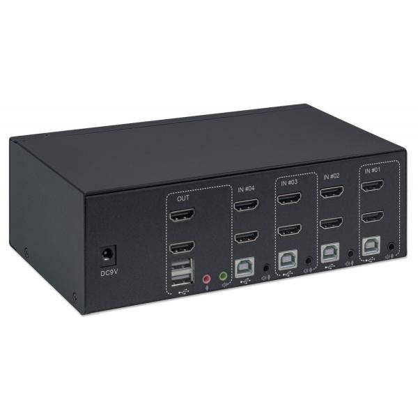 Przełącznik Manhattan KVM 4/1 HDMI, USB, 4K 30Hz [153539]