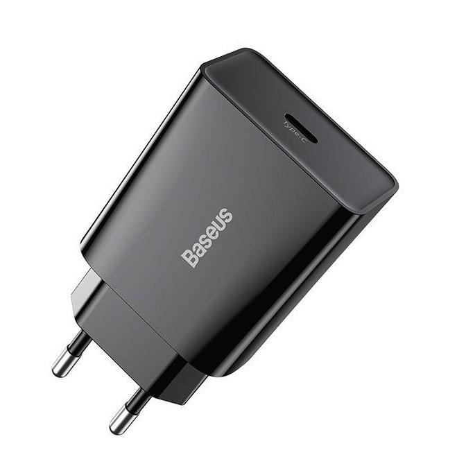 Baseus Quick Charge uniwersalna ładowarka (zasilacz) sieciowa 230V / 1xUSB-C (max. 5V 3A 20W) (czarny) [CCFS-SN01]