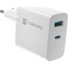 Ładowarka sieciowa Natec Ribera GaN 45W Quick Charge 3.0 1xUSB-C/1xUSB-A (5V-20V/3A/45W) (biały) [NUC-2142]