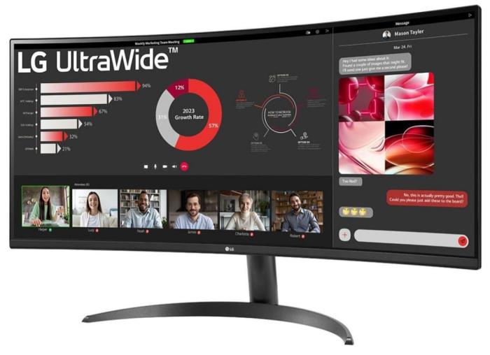 34’’ LG 34WR50QC-B (VA LED, 3440x1440, 300, 5ms, 99%sRGB, HDR10, 100Hz) (2xHDMI 2.0, 1xDP 1.4) czarny