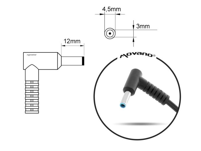 Movano zasilacz do laptopa ASUS UX550, UX580, N500JK, 19V / 7.7A / 150W z wtyczką 4.5x3.0mm + PIN [AS1977P]