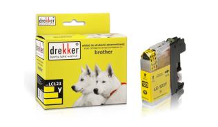 DB-LC123Y - yellow, wkład z atramentem Drekker, 15ml, 600 stron (zamiennik LC123Y) (Brother DCP-J132W, J152W, J552DW, J752DW, J4110DW, MFC-J470DW, J4410DW, J4510DW, J4610DW, J4710DW, J6520DW)