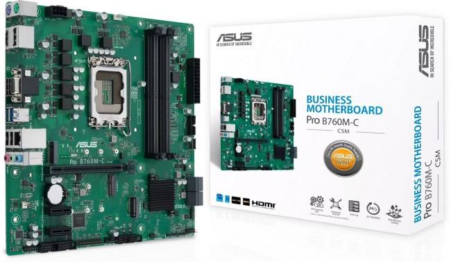 Asus PRO B760M-C-CSM (Intel B760) [S1700, 4xDDR5 do 6200MHz, (VGA, HDMI 2.1, 2xDP 1.4) (2xM.2, 1xPCIe 4.0 x16, 2xPCIe 3.0 x1), micro ATX]