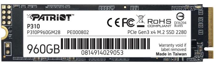 Patriot Viper P310 960GB SSD M.2 2280 PCIe Gen3x4 NVMe (2100/1800 MB/s) [P310P960GM28]