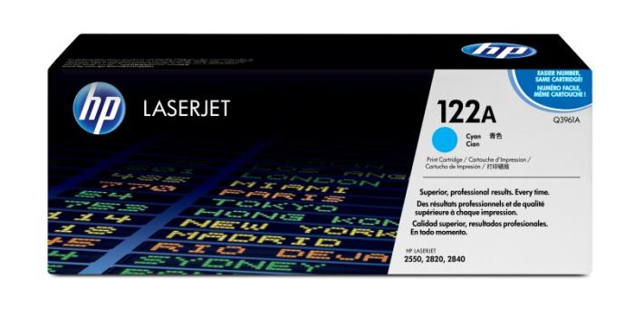 Q3961A (122A) - cyan, oryginalny toner drukujący HP, 4000 stron (HP Color LaserJet 2550, 2550l, 2550ln, 2550n, 2820, 2830, 2840)