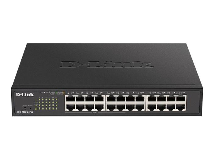 D-Link 24-Port Layer2 PoE Gigabit Smart Switch 24x 10/100/1000Mbit/s TP RJ-45 Port of which 12 x PoE 802.3af/802.3at802.3x Flow [DGS-1100-24PV2/E]