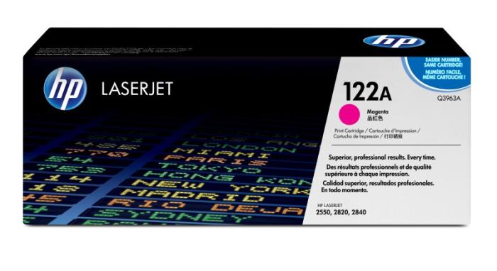 Q3963A (122A) - magenta, oryginalny toner drukujący HP, 4000 stron (HP Color LaserJet 2550, 2550l, 2550ln, 2550n, 2820, 2830, 2840)