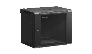 NETRACK szafa rack wisząca 19 9U 600x450 drzwi szklane, otwierane boki (czarny) [019-090-645-022]