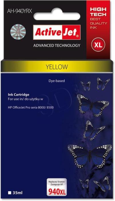 AH-940YRX, AH-909 - yellow, wkład z atramentem ActiveJet, 35 ml, zamiennik C4909AE (Premium) (HP Officejet Pro seria 8000, 8500, 8500A, HP Officejet 8500A Plus)
