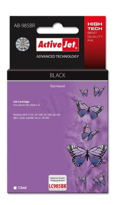 AB-985BR - czarny, wkład z atramentem ActiveJet, 12 ml, zamiennik LC985BK (Brother DCP-J125, DCP-J140W, DCP-J315W, DCP-J515W, MFC-J220, MFC-J265W, MFC-J410, MFC-J415W)