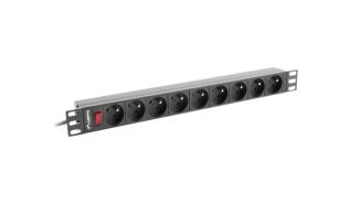Lanberg Rack 1U PDU PL (3.0m) czarny (9 gniazd) [PDU-09E-0300-BK]
