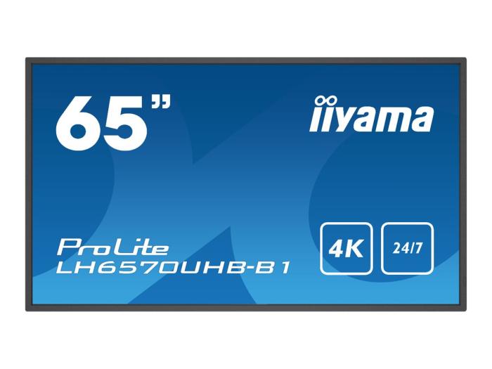 65’’ Iiyama LH6570UHB-B1 (VA LED, 3840x2160, 700, 60Hz) (2xHDMI, RS-232C, LAN, MiniJack, 2xUSB 2.0) głośniki, czarny