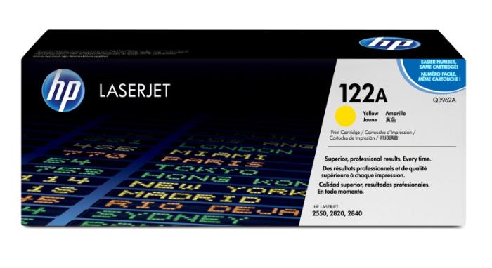 Q3962A (122A) - yellow, oryginalny toner drukujący HP, 4000 stron (HP Color LaserJet 2550, 2550l, 2550ln, 2550n, 2820, 2830, 2840)