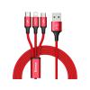 Baseus 3w1 kabel ładowania i transmisji (3A) USB micro, Lightning, USB-C (M) / USB (M) (1.2 m) (czerwony) [CAMLT-SU09]