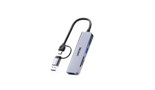 Unitek H1320AGY01 Hub USB-A/USB-C (3xUSB 3.0 5Gb, czytnik kart SD i micro SD) (15 cm)