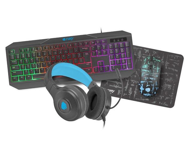 Zestaw dla graczy 4w1 Fury THUNDERSTREAK 3.0 (klawiatura, mysz, słuchawki, podkładka) [NFU-1674]