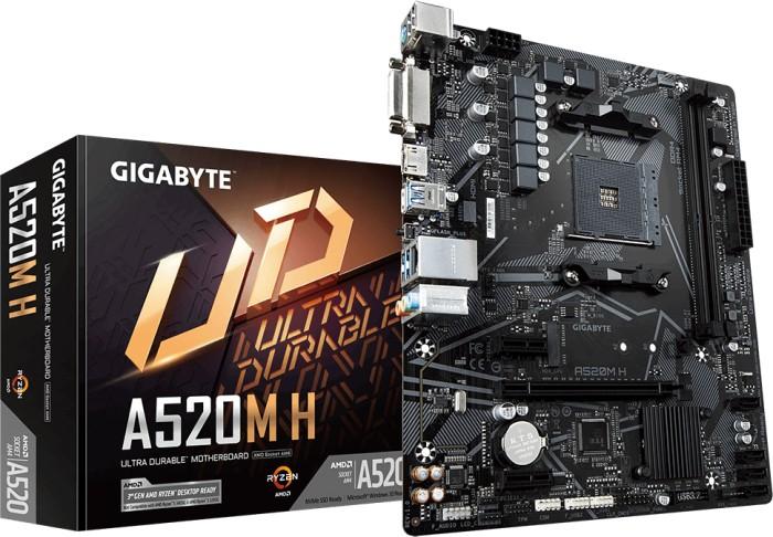 Gigabyte A520M H (AMD A520) [AM4, 2xDDR4 do 5100MHz, (DVI, HDMI 2.1) (1xM.2, 1xPCIe 3.0 x16, 1xPCIe 3.0 x1), micro ATX]