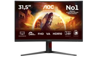 (32) 31.5 AOC C32G4Z (VA, 1920x1080, 300, 0.3ms, 3500:1, 111.8% sRGB, HDR10, 260Hz) (1xHDMI 2.0, 1xDP 1.4, minijack) głośniki 2x5W czarno-czerwony