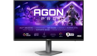 (27) 26.7 AOC Agon AG276QZD2 (OLED, 2560x1440, 1000, 0.03ms, 240Hz) (2xHDMI 2.0, DP 1.4, 2xUSB, Audio) czarny