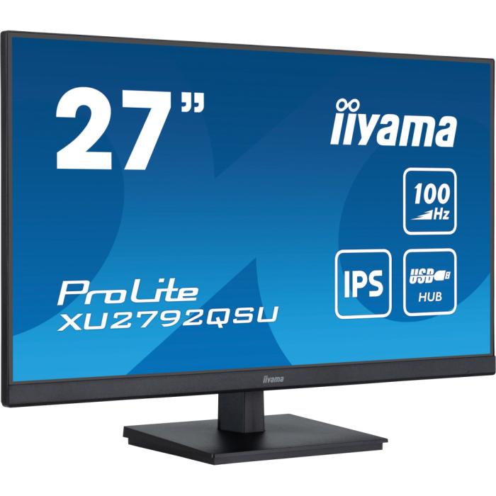 27’’ Iiyama ProLite XU2792QSU-B6 (IPS LED, 2560x1440, 250, 0,4ms, 100Hz) (HDMI, DP, 4xUSB 3.0, Audio) vesa, głośniki (2x2W), czarny