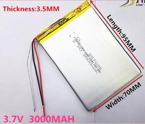 Bateria do tabletu 3.7V 3000mAh 3PIN (grubość 3.5mm / szerokość 70mm / długość 95mm)