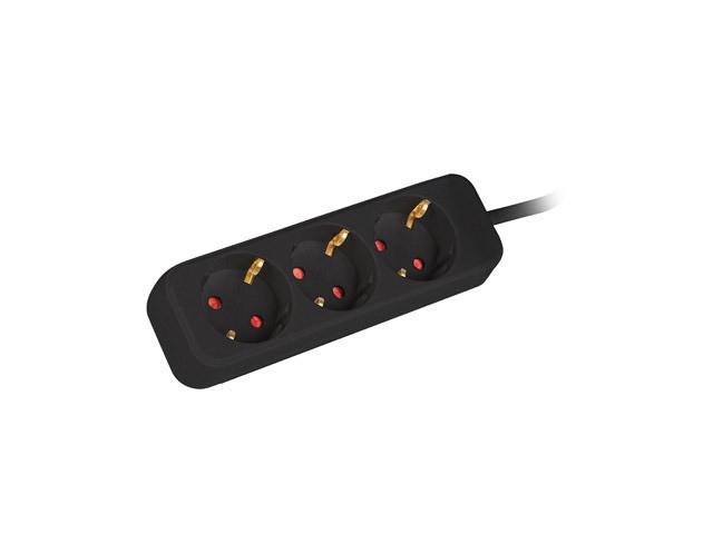 Lanberg PS0 Schuko (1.5m) czarny (3 gniazda bez wyłącznika) [PS0-03F-0150-BK]
