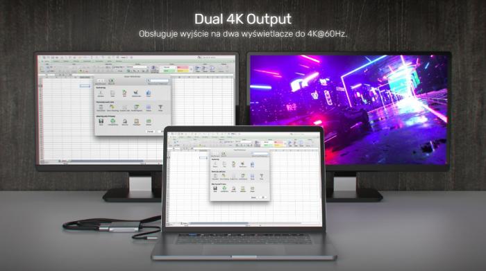 Unitek V1404B USB-C (2xHDMI 2.0) (10 cm)