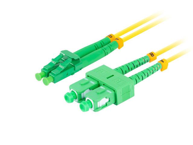 Lanberg patchcord światłowód SM SC/APC-LC/APC DUPLEX 3mm LSZH G657A1 żółty (2m) [FO-SALA-SD11-0020-YE]