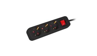 Lanberg PS1 Schuko (1.5m) czarny (3 gniazda z wyłącznikiem) [PS1-03F-0150-BK]