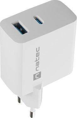 Ładowarka sieciowa Natec Ribera GaN 45W Quick Charge 3.0 1xUSB-C/1xUSB-A (5V-20V/3A/45W) (biały) [NUC-2142]