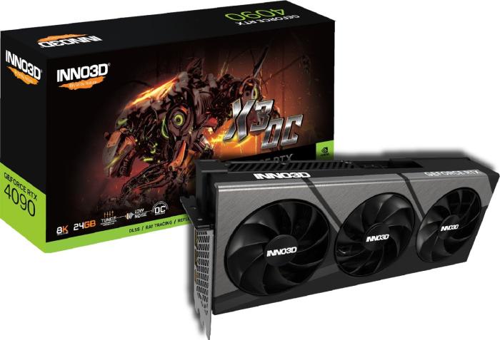 GeForce PCI-E RTX4090 Inno3D 24GB GDDR6X X3 OC [N40903-246XX-18332989] (1xHDMI 2.1, 3xDP 1.4a) (384-bit, PCI-E 4.0)