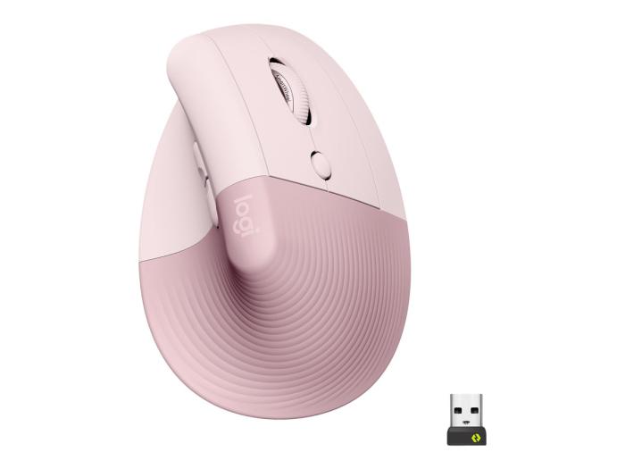 Logitech Lift Vertical Ergonomic Wireless Bluetooth 4000dpi (optyczna, 1, 6) (różowy, wertykalna) [910-006478]
